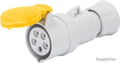 Gewiss Straight Connector, GW62001H, IP44, 16A, 2P+E, White-Yellow
