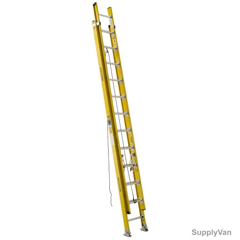 Werner Dual Section Extension Ladder, D7124-2, Fiberglass, D-Rung, 12+12 Steps, 170 Kg Weight Capacity