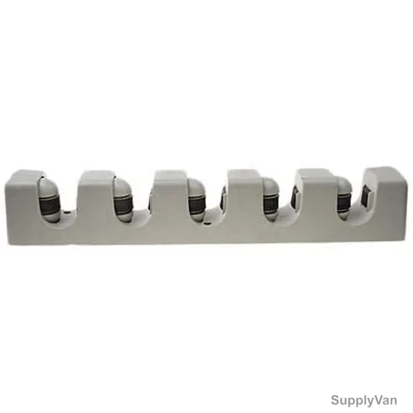 Wall Mounted Mop and Broom Hanger, Plastic, 6 Hooks, 5 Slots, Silver — image 1
