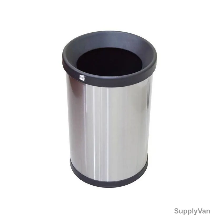 Akc Open Top Trash Bin, SS24-12, Stainless Steel, 12 Ltrs, Silver — image 1