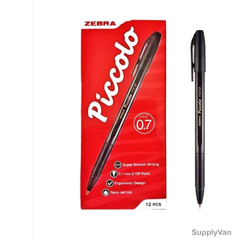 Zebra Ball Pen, ZEBRAPICCO07BK, Piccolo, 0.7MM, Black, 12 Pcs/Pack