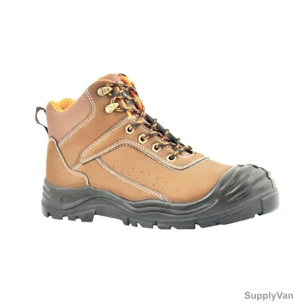 Vaultex Steel Toe Safety Shoes, 15K, Size43, Brown, High Ankle