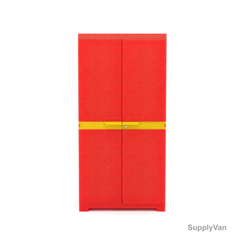 Nilkamal Freedom Mini Medium Freestanding Storage Cabinet, 4 Shelves, Plastic, Bright Red/Yellow — image 1