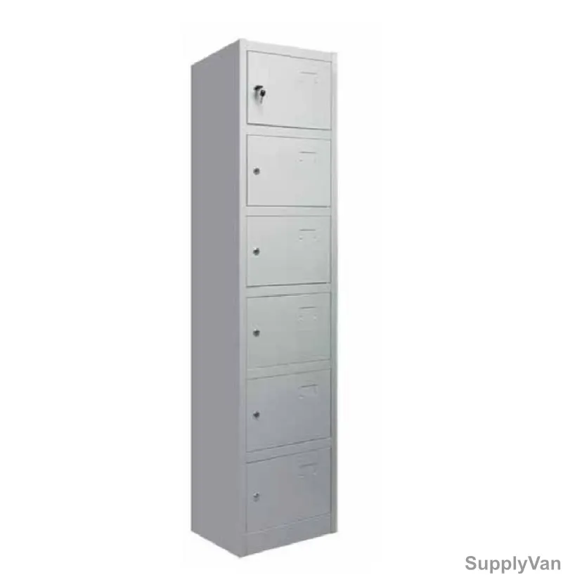 Solo 6 Door Metal Locker, 1800MM Height x 380MM Width x 450MM Depth, Grey