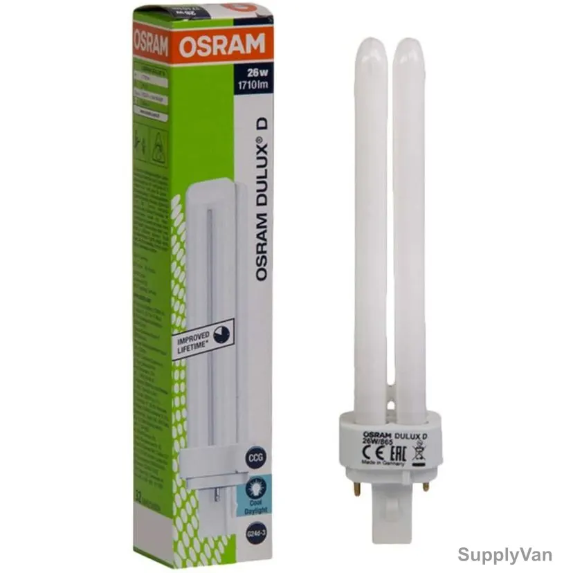 Osram Fluorescent Lamp, Dulux D, 26W, G24q-3, 6500K, Lumilux Cool Daylight