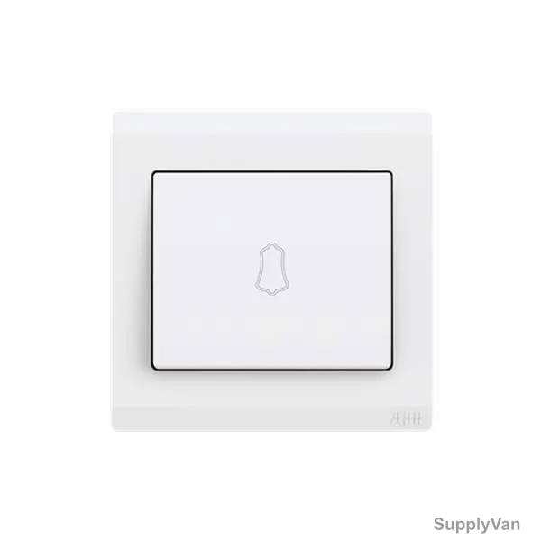 Abb Push Switch With Bell Mark, BL429, Inora, 1 Gang, 1 Way, 10A, White