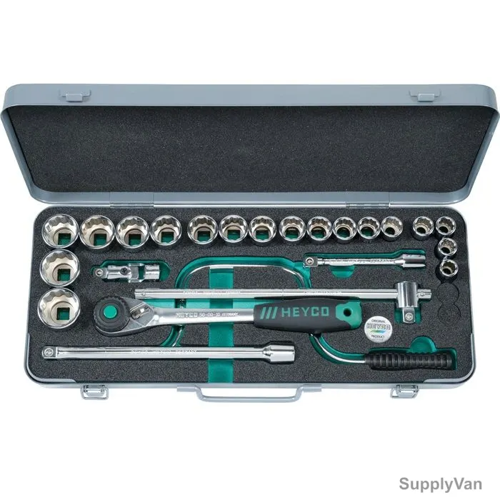 Heyco Socket Set, 75-10-AF, Chrome Vanadium, 1/2 Inch, 24 Pcs/Set — image 1