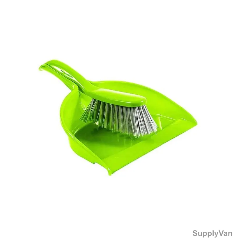 Akc Dustpan and Brush Set, DP01, Plastic, 10CM, Green