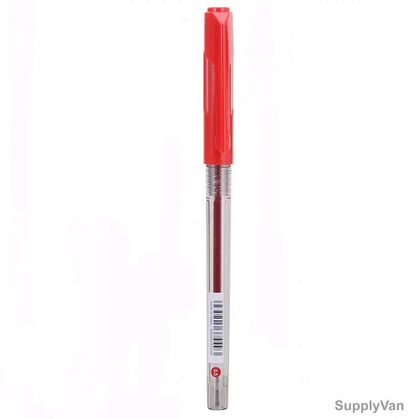 Deli Ball Point Pen With Low Viscosity Ink, EQ00840, 0.5MM, Red, 12 Pcs/Pack