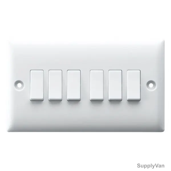 RR Switch Plate, W1022, 6 Gang, 10A