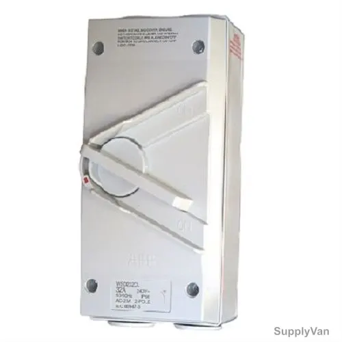 Abb Weatherproof Switch Isolator, WSD445CL, IP66, 4 Pole, 45A