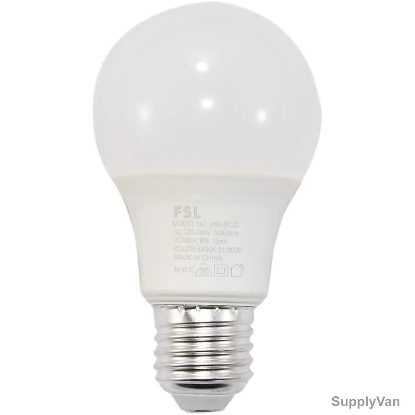 Fsl LED Bulb, A60, 9W, E27, 3000K, Warm White, 10 Pcs/Pack — image 1
