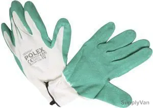 Power Tool Nylon Liner Latex Safety Gloves, ZA054, Green and White, PK12