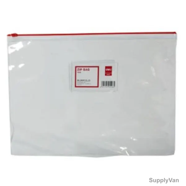 Deli Zip Bag, 5526, A4, 21CM Width x 29.7CM Length, Clear, 20 Pcs/Pack