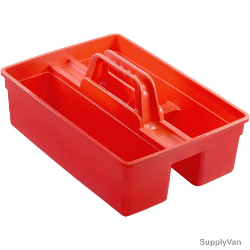 Swish 3-Compartment Caddy Tool Organizer Bucket With Handle, Plastic, Red