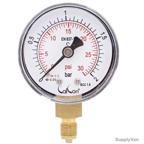 Calcon Pressure Gauge, CC10A, 50MM, 1/8 Inch, BSP, 0-2 Bar