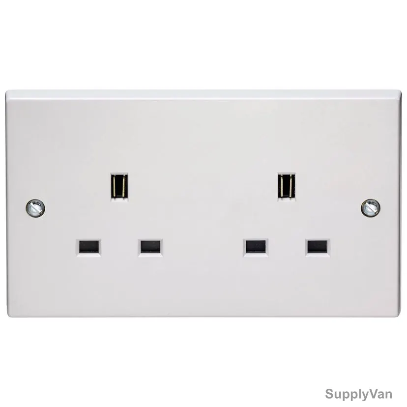 Volex Unswitched Socket, VX9200, 13A, 2 Gang, Plastic, White