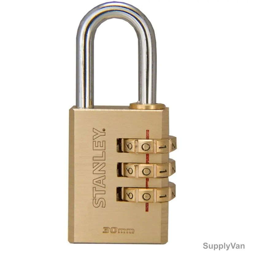 Stanley 3 Digit Combination Padlock, S742-051, Solid Brass, 30MM — image 1