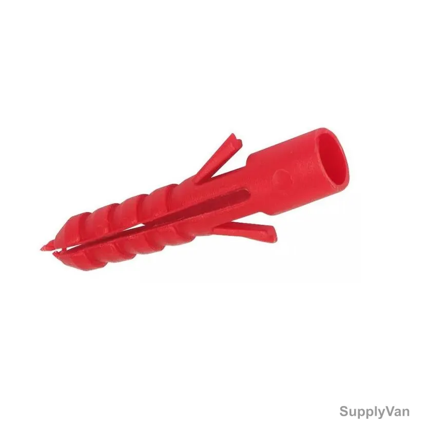 Wall Fisher Plug, Plastic, 6MM, Red, 100 Pcs/Pack