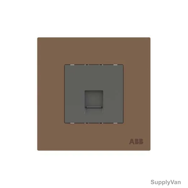 ABB Telephone Socket, AM32144-MO, Millenium, 4P, 1 Gang, RJ11, Mocha Brown