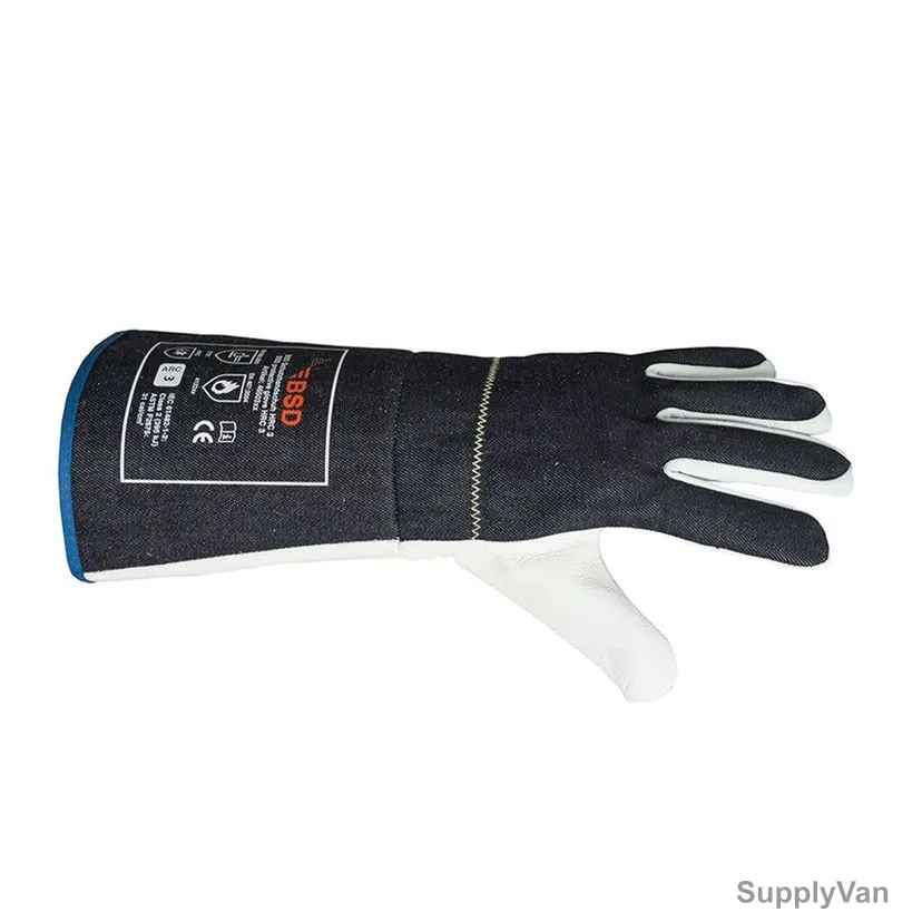 BSD HRC 3 Arc Protection Gloves, Textile/Leather, 31.0 Cal/SQ.CM, Size10, Navy/White