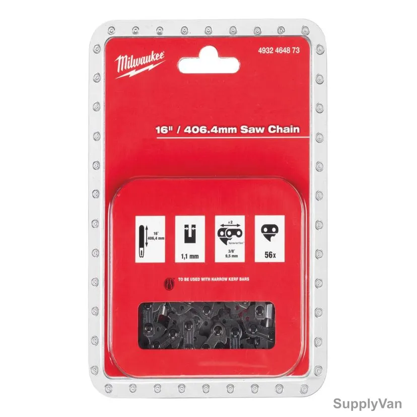 Milwaukee Replacement Saw Chain, 4932464873, 16 Inch