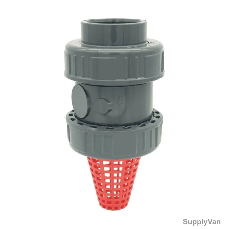 Effast Metric Solvent Welded Foot Valve With Strainer, CDRHVDZ0200, HV Series, PVC-U, 20MM