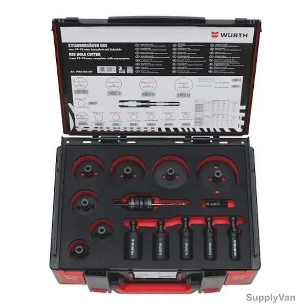 Wurth Bi-Metal Cylinder Saw Set, 5964063201, HSSCo8, 19 to 76MM, 26 Pcs/Set — image 1