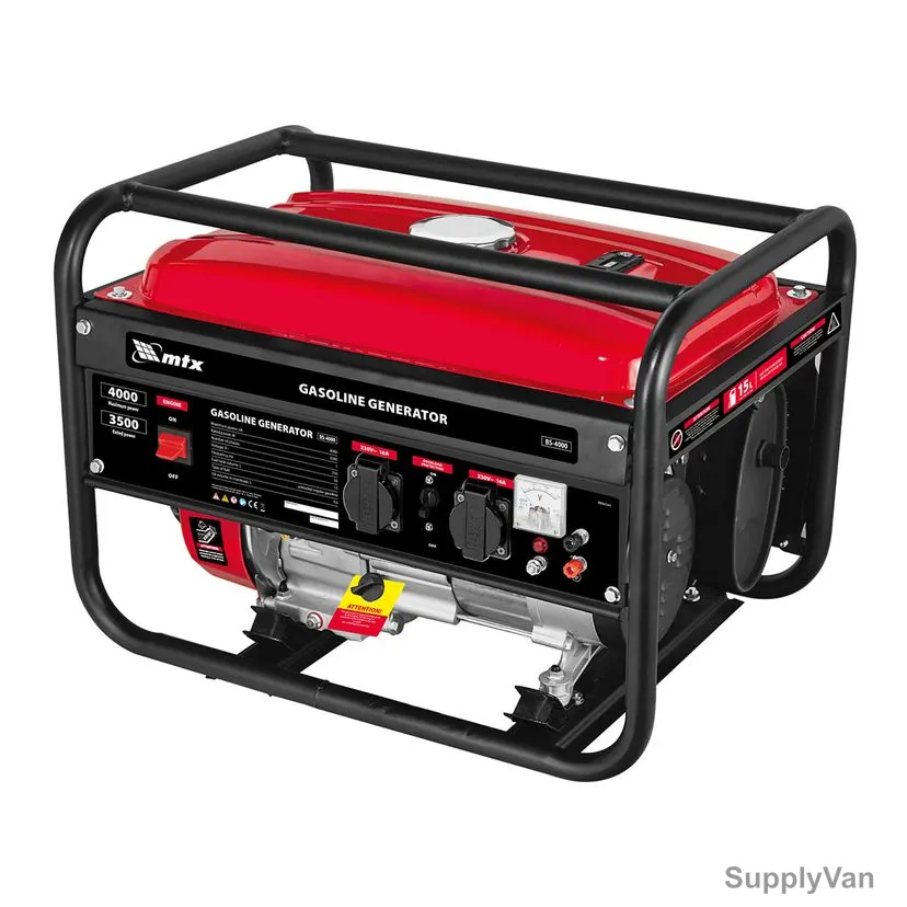 MTX Gasoline Generator, BS-4000, Single Phase, 4000W, Manual Starter, 15 Ltrs Fuel Tank Capacity