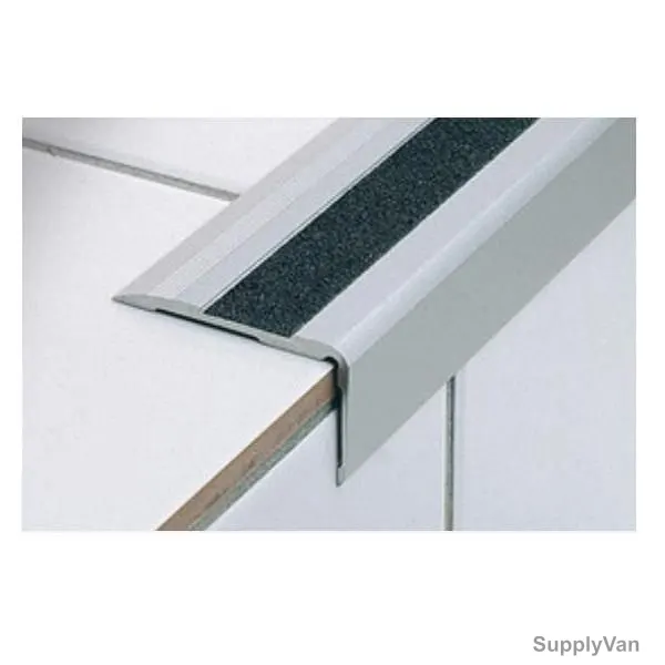 Warrior Stair Nosing With Black Carborundum Tape, ASN5130CT, 30MM Width x 51MM Height x 3 Mtrs Length
