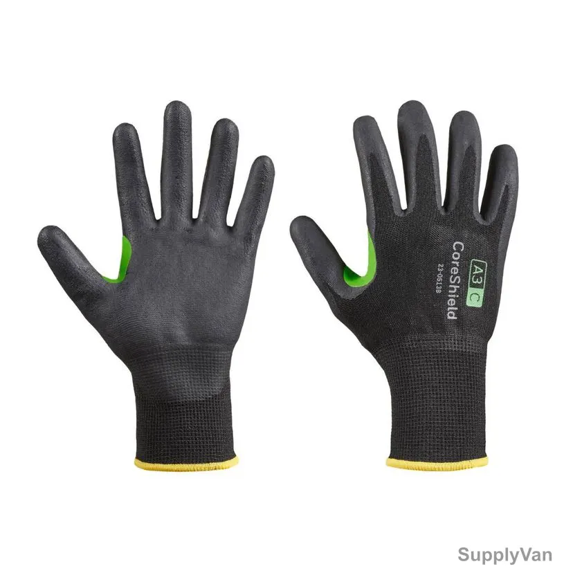 Honeywell Dipped Cut-Resistant Gloves, 23-0513B-9L, CoreShield, A3/C Cut, Nylon, Size9, Black — image 1