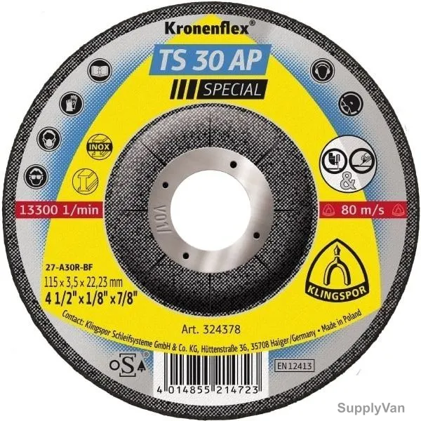 Klingspor Grinding Disc, TS30AP, Kronenflex, Special, 150MM