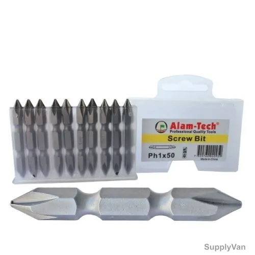 Alam-Tech Screwdriver Bit, ASBP1X50D, Double Tip, PH1 x 50MM, PK10