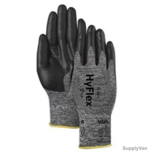 Ansell Gloves, 11-801, Hyflex, Foam, Size11, Grey and Black