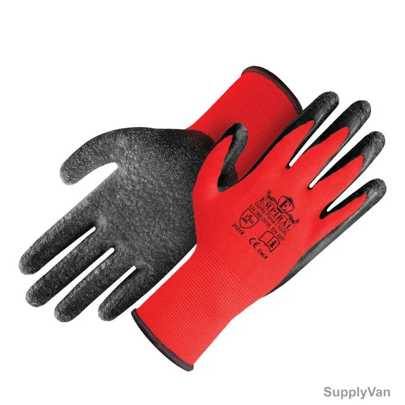 Empiral Palm Coated Gloves, Gorilla Force I, Rubber, L, Red/Black