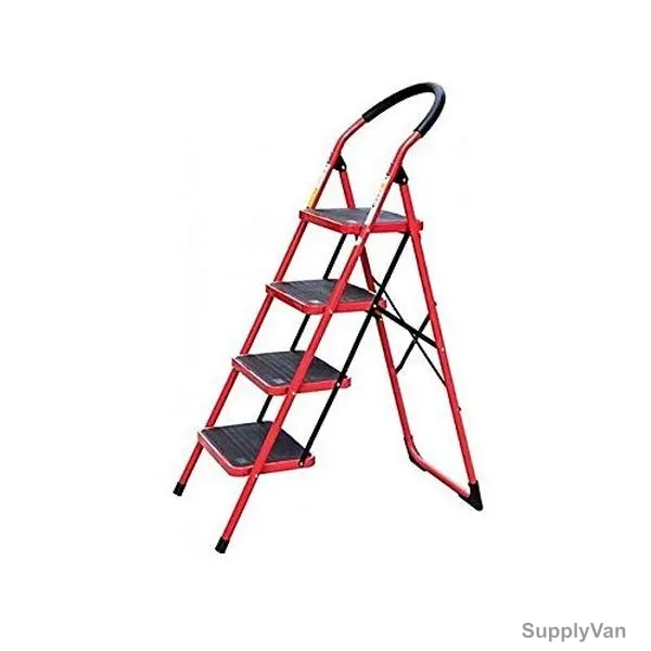 Robustline 4 Steps Home Purpose Ladder, 49.5 x 6.5 x 156CM, Steel, Red and Black