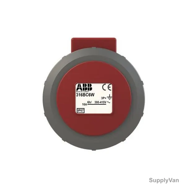 ABB Pin and Sleeve Connector, 316BC6W, 4 Pole, 16A, Red and Grey — image 1