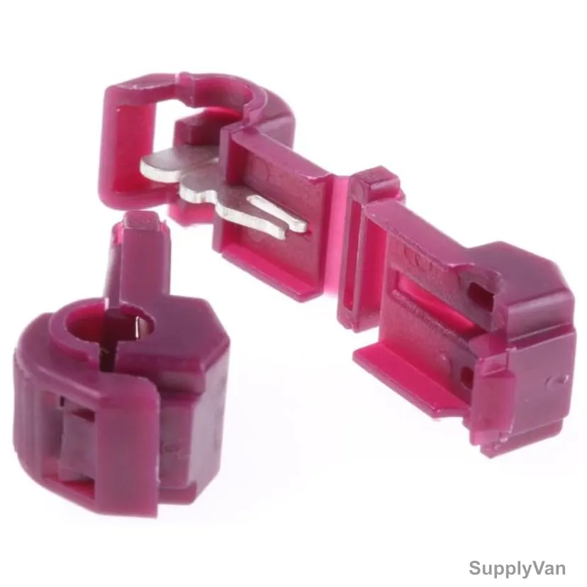 T-Tap Splice Connector, Insulated, 20-18 AWG Wire Size, Red, 100 Pcs/Pack