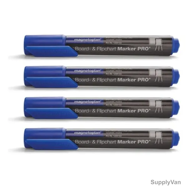 Magnetoplan White Board and Flipchart Marker, COP-1228103, 1.5-3.0MM Tip, Blue, 4 Pcs/Pack