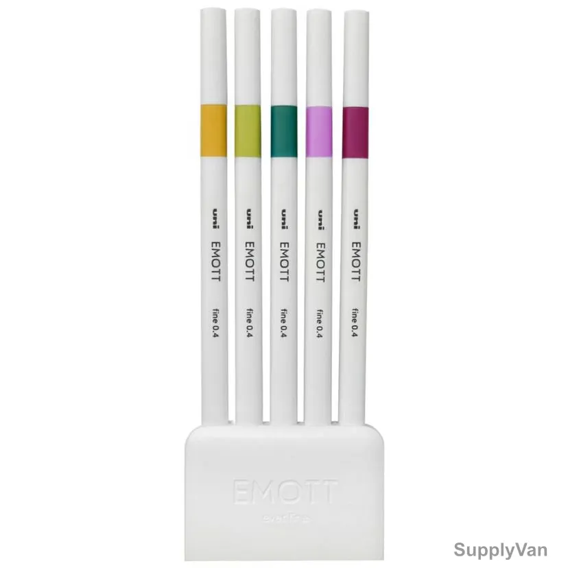 Uni-Ball Emott Retro Color Fineliner Pen, PEM-SY08-05C, 0.4MM Tip Size, Assorted Colors, 5 Pcs/Set