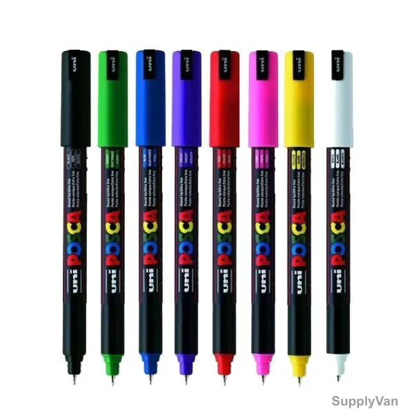 Uni-Ball Posca Marker, PC1MR-08C, 0.7MM Tip Size, Assorted Colors, 8 Pcs/Set