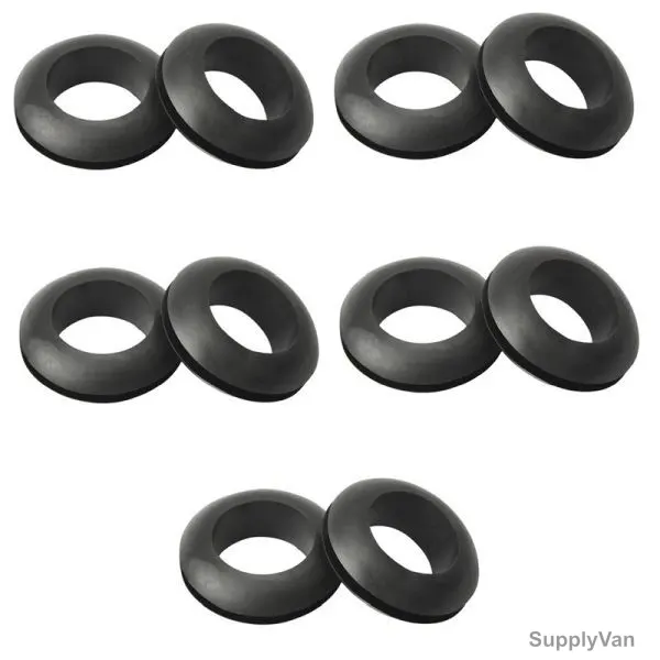 Open Type PVC Rubber Grommet, 16MM Hole Dia, Black, 100 Pcs/Pack