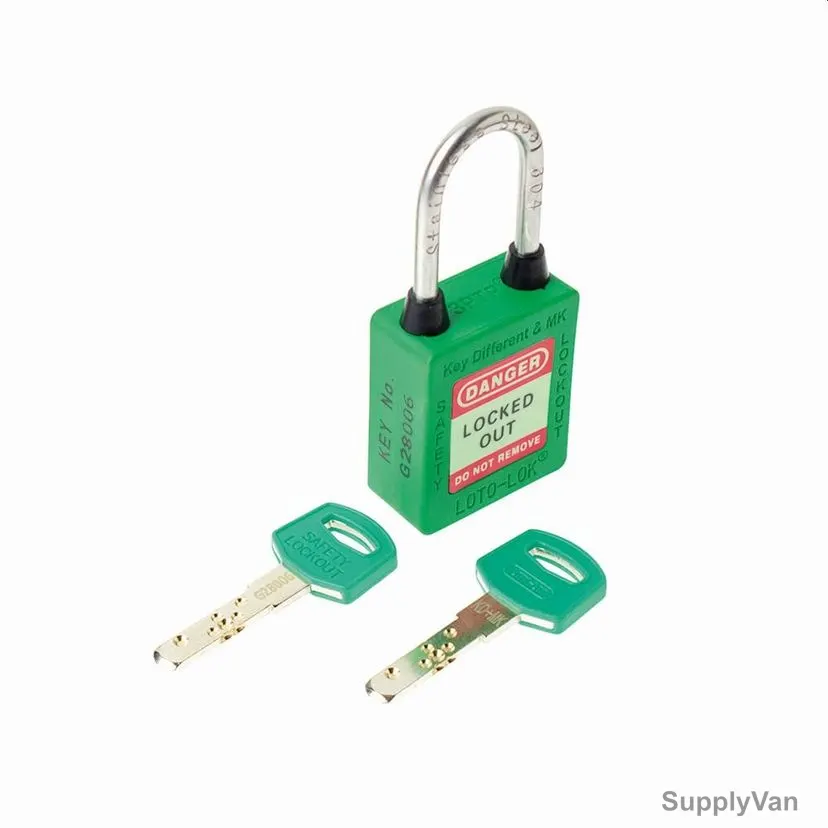 Loto-Lok Three Point Traceability Padlock, 3PTPGKDMKR40, Nylon and Stainless Steel, 40 x 5MM, Green