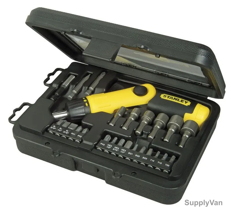 Stanley Pistol Grip Ratchet Screwdriver Set, 0-63-022, 25 Pcs/Set