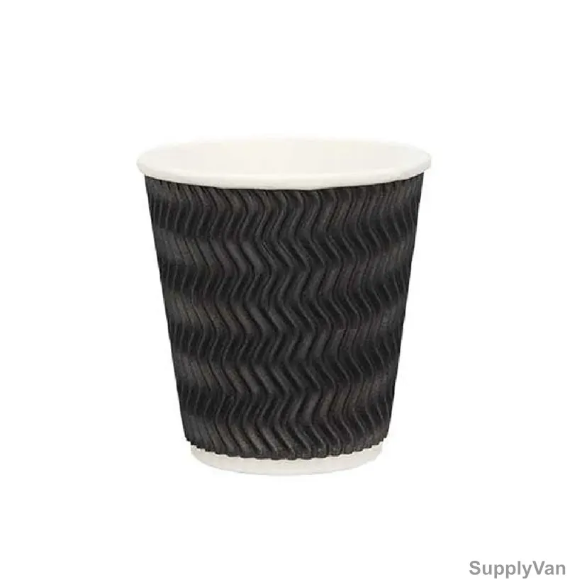 BYFT Disposable Ripple Wall Cup, Paper, 530 GSM, 8 Oz, Black, 25 Pcs/Pack — image 1