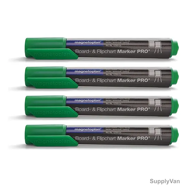 Magnetoplan White Board and Flipchart Marker, COP-1228105, 1.5-3.0MM Tip, Green, 4 Pcs/Pack