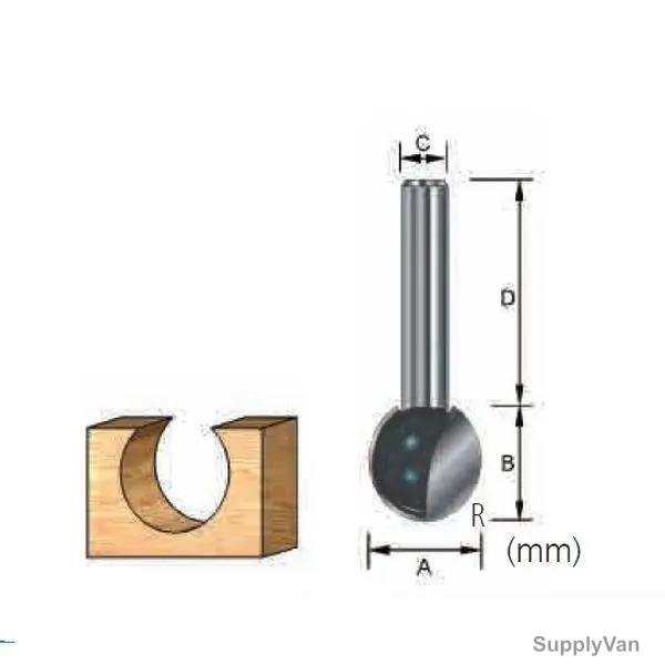 Makita Ball Groove Router Bit, D-12463, 15.9x15.9MM