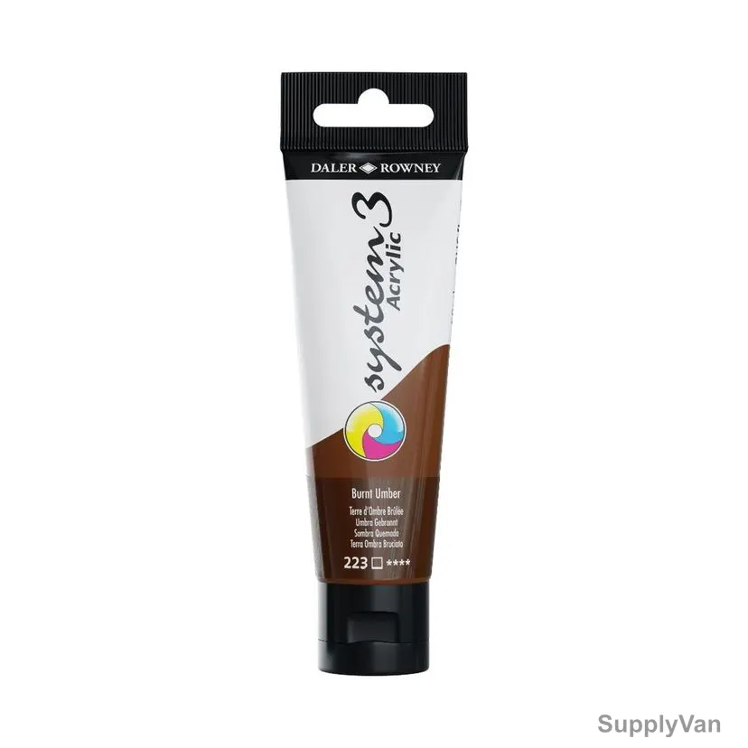 Daler Rowney System3 Acrylic Paint, 129059223, 59ml, 223 Burnt Umber — image 1