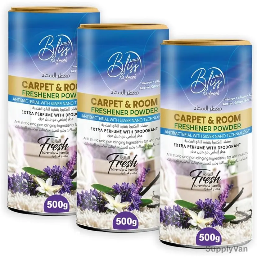 Swish Super Bliss Fresh Carpet and Room Freshener Powder, Lavender and Vanilla, 500GM, 3 Pcs/Pack — image 1