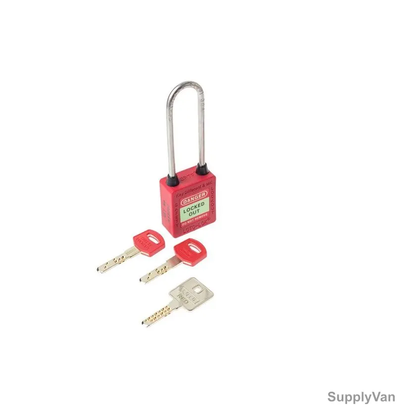 Loto-Lok Three Point Traceability Lockout Padlock, 3PTPRKDMKL80, Nylon and Stainless Steel, 80 x 5MM, Red